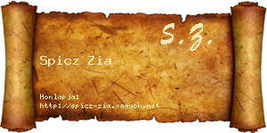 Spicz Zia névjegykártya